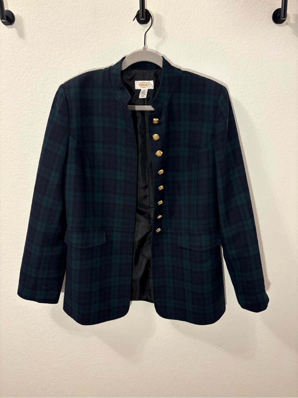 Vintage Wool Talbots blue and green plaid blazer